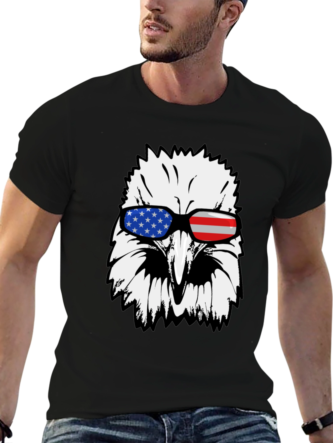 American Eagle USA Flag Sunglasses Graphic T-Shirt