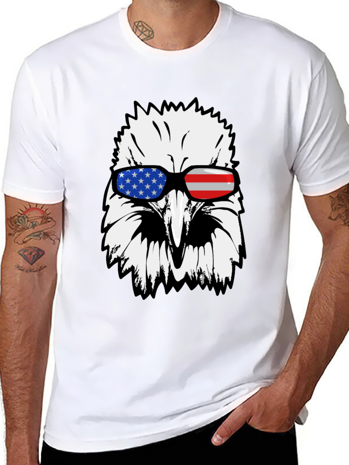 American Eagle USA Flag Sunglasses Graphic T-Shirt