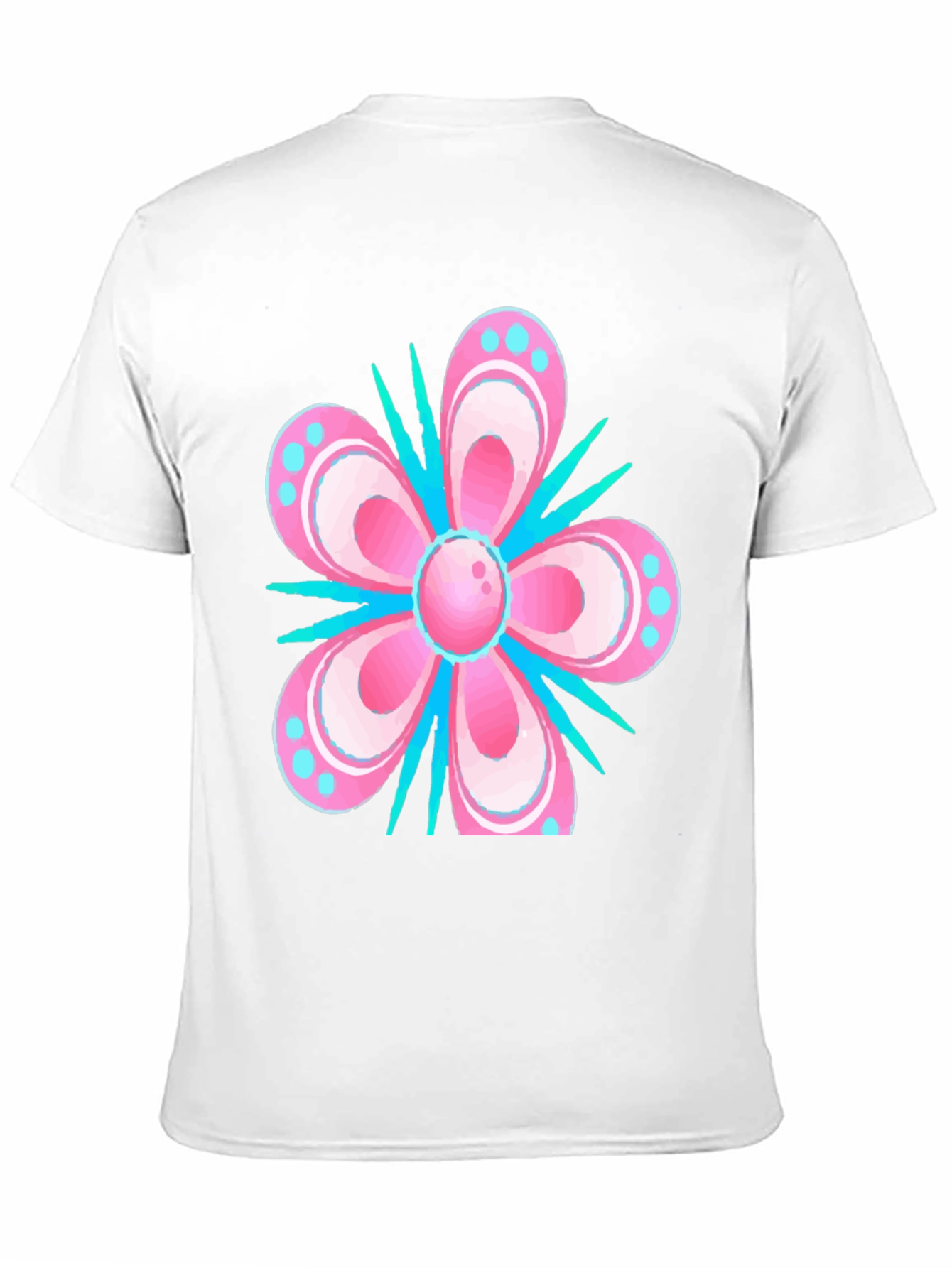 Floral T-Shirt - Pink & Blue Graphic Print
