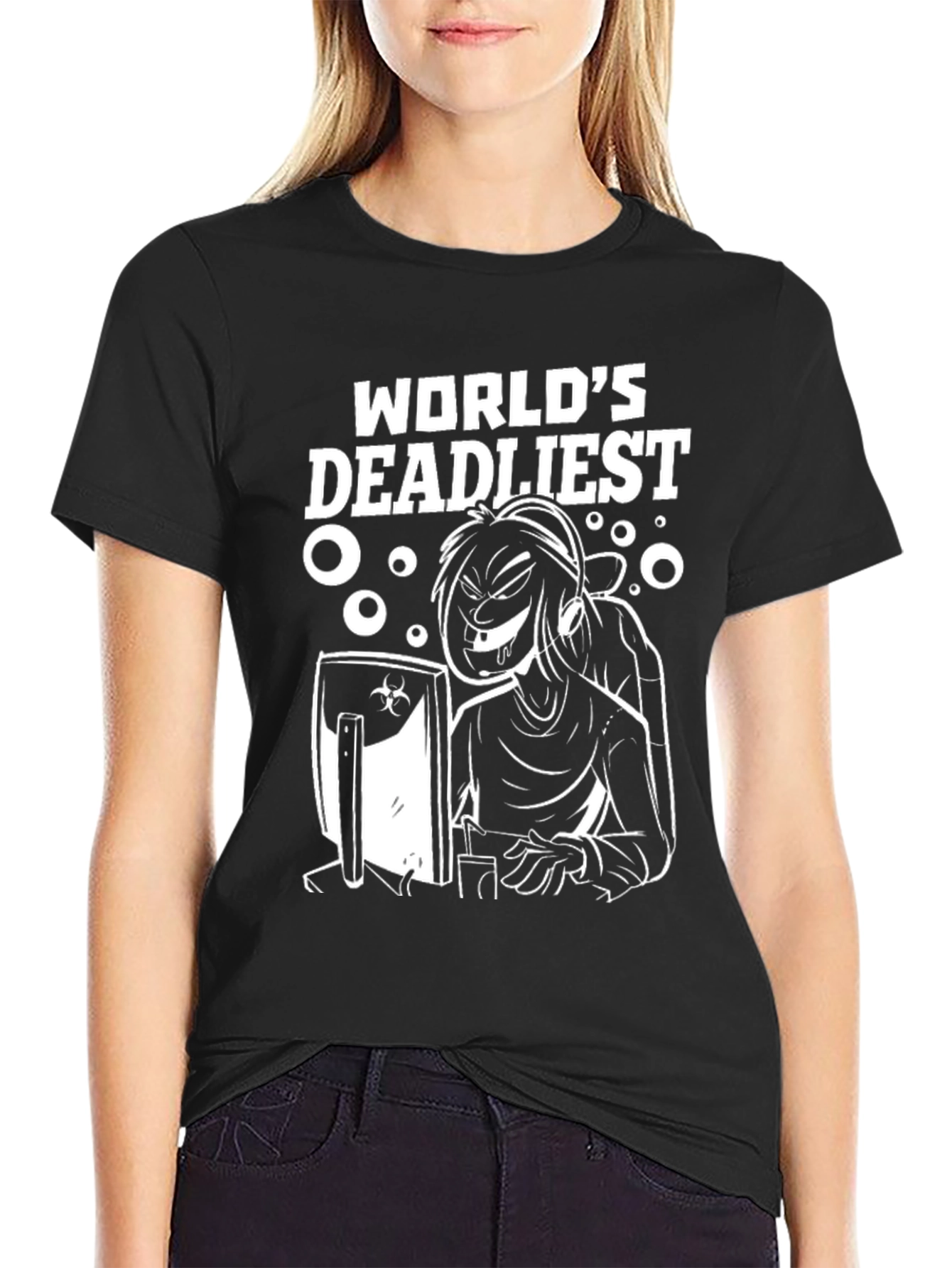 Worlds Deadliest Gamer Graphic T-Shirt - Black