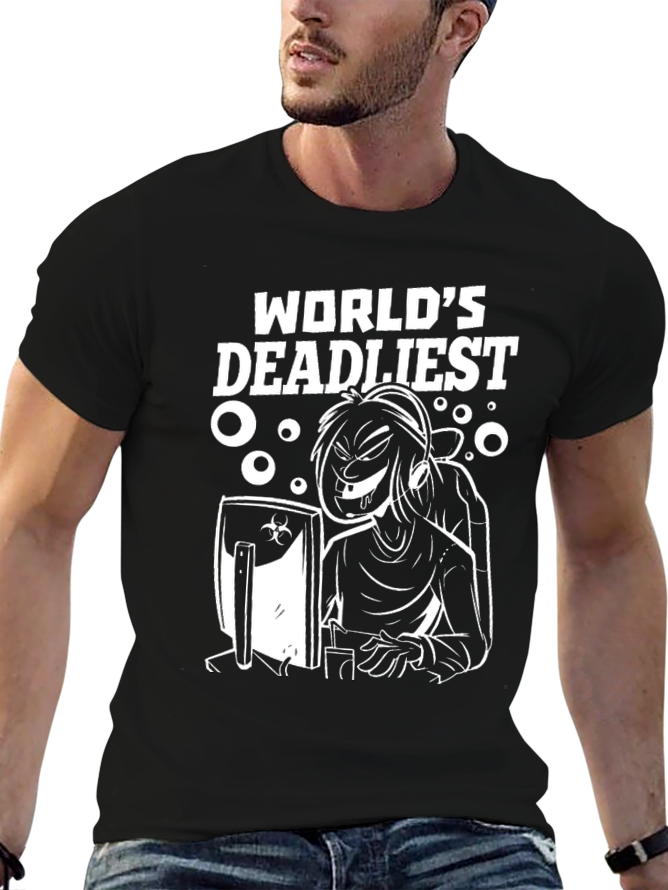 Worlds Deadliest Gamer Graphic T-Shirt - Black