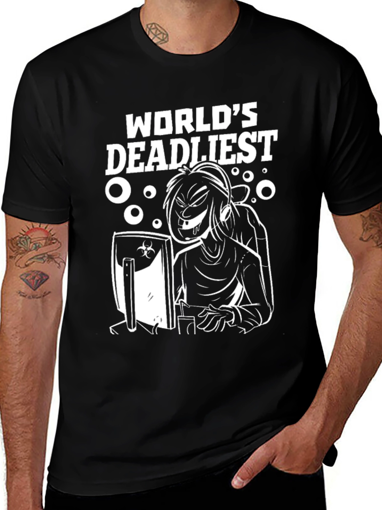 Worlds Deadliest Gamer Graphic T-Shirt - Black