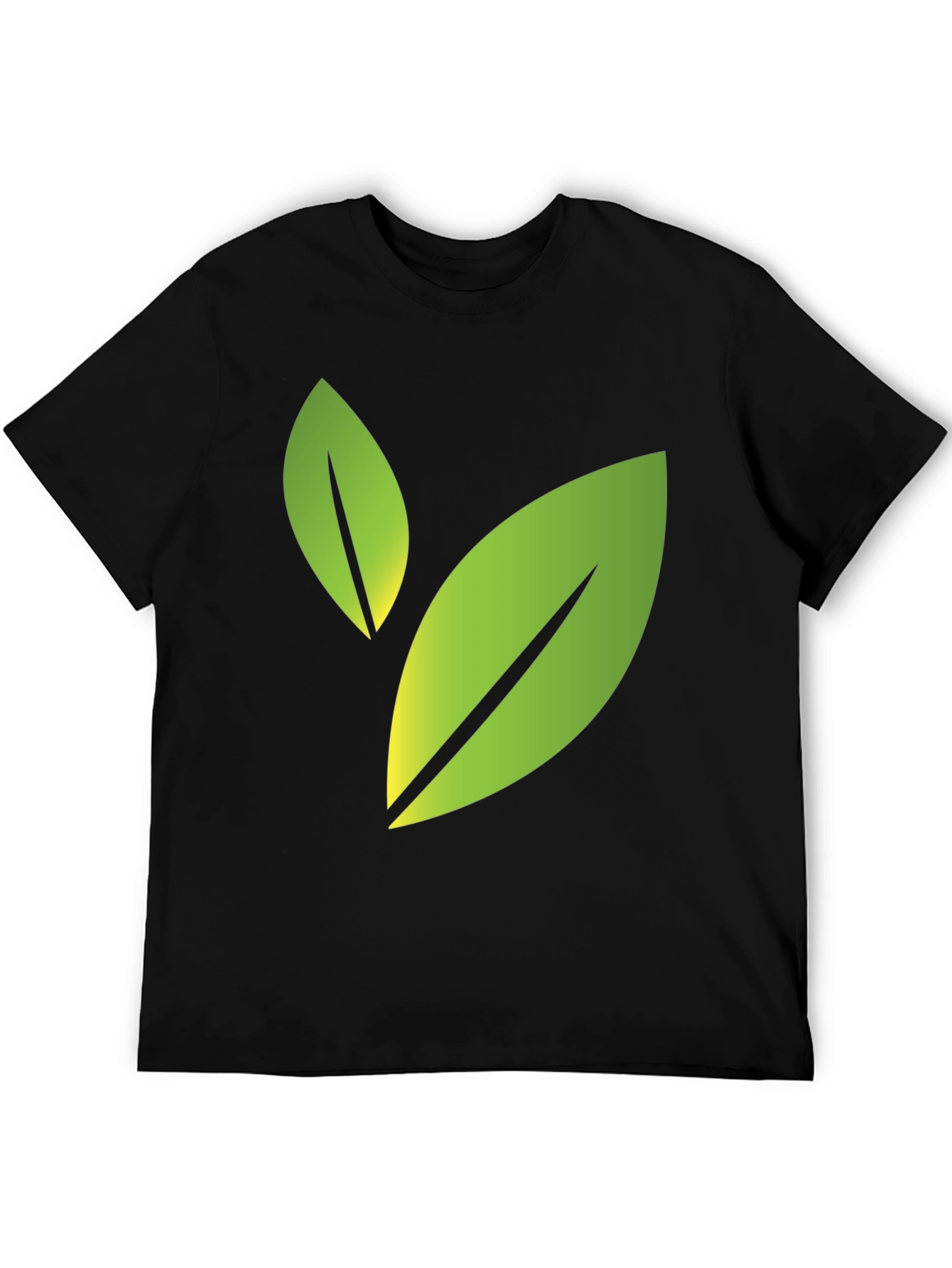 Eco-Friendly Leaf Design Black T-Shirt