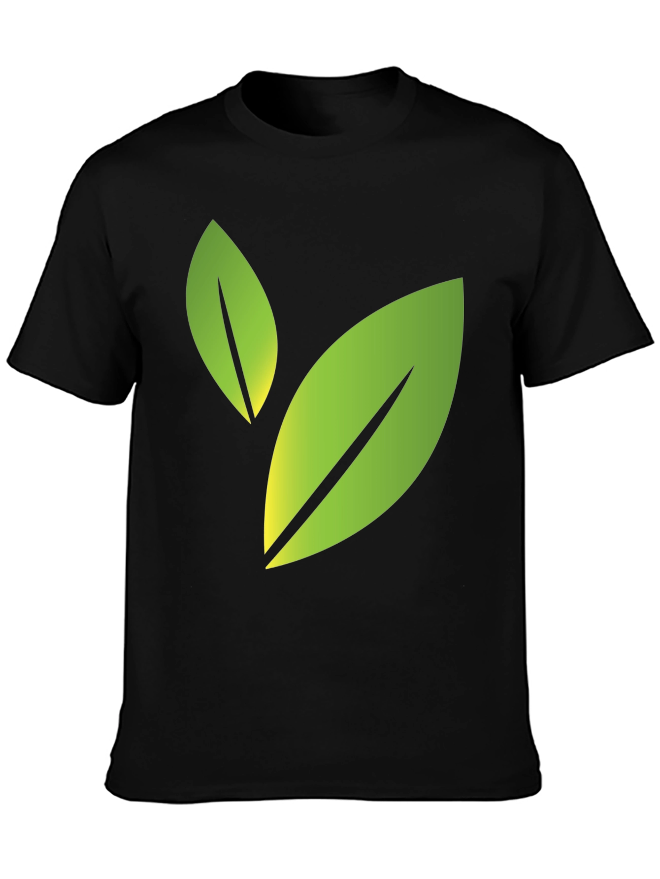 Eco-Friendly Leaf Design Black T-Shirt