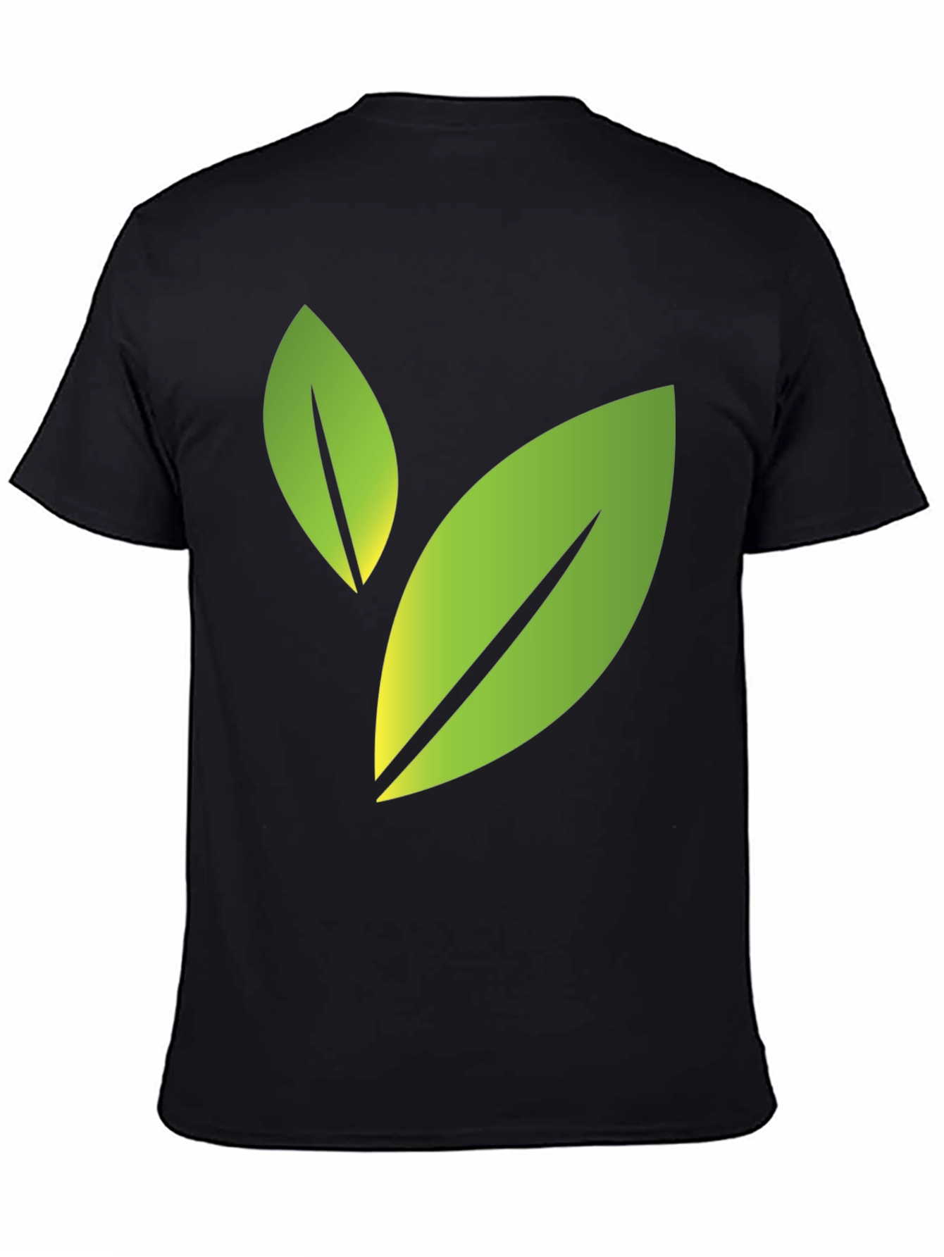 Eco-Friendly Leaf Design Black T-Shirt