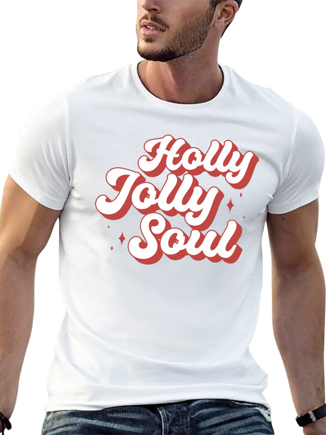 Holly Jolly Soul Graphic Tee - Retro Christmas T-Shirt