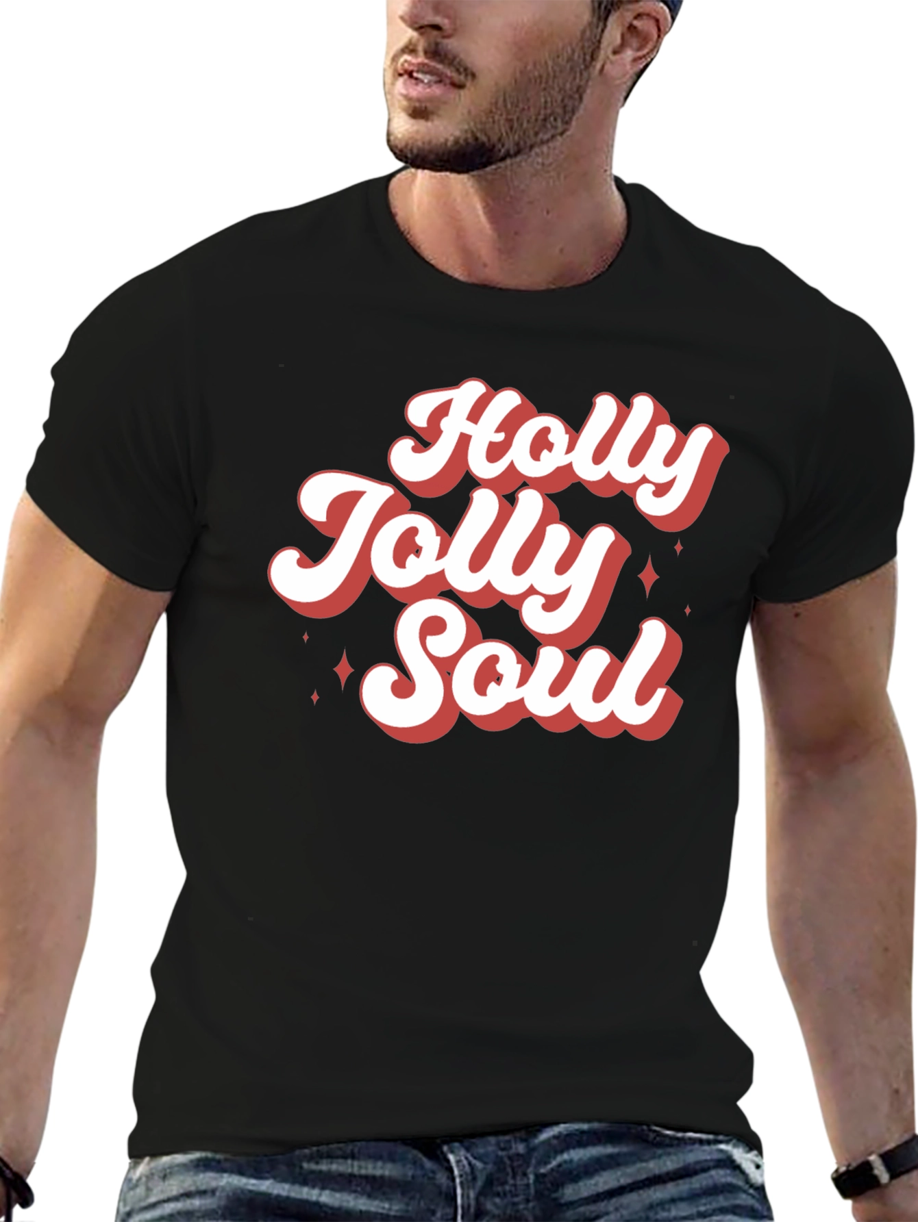 Holly Jolly Soul Graphic Tee - Retro Christmas T-Shirt