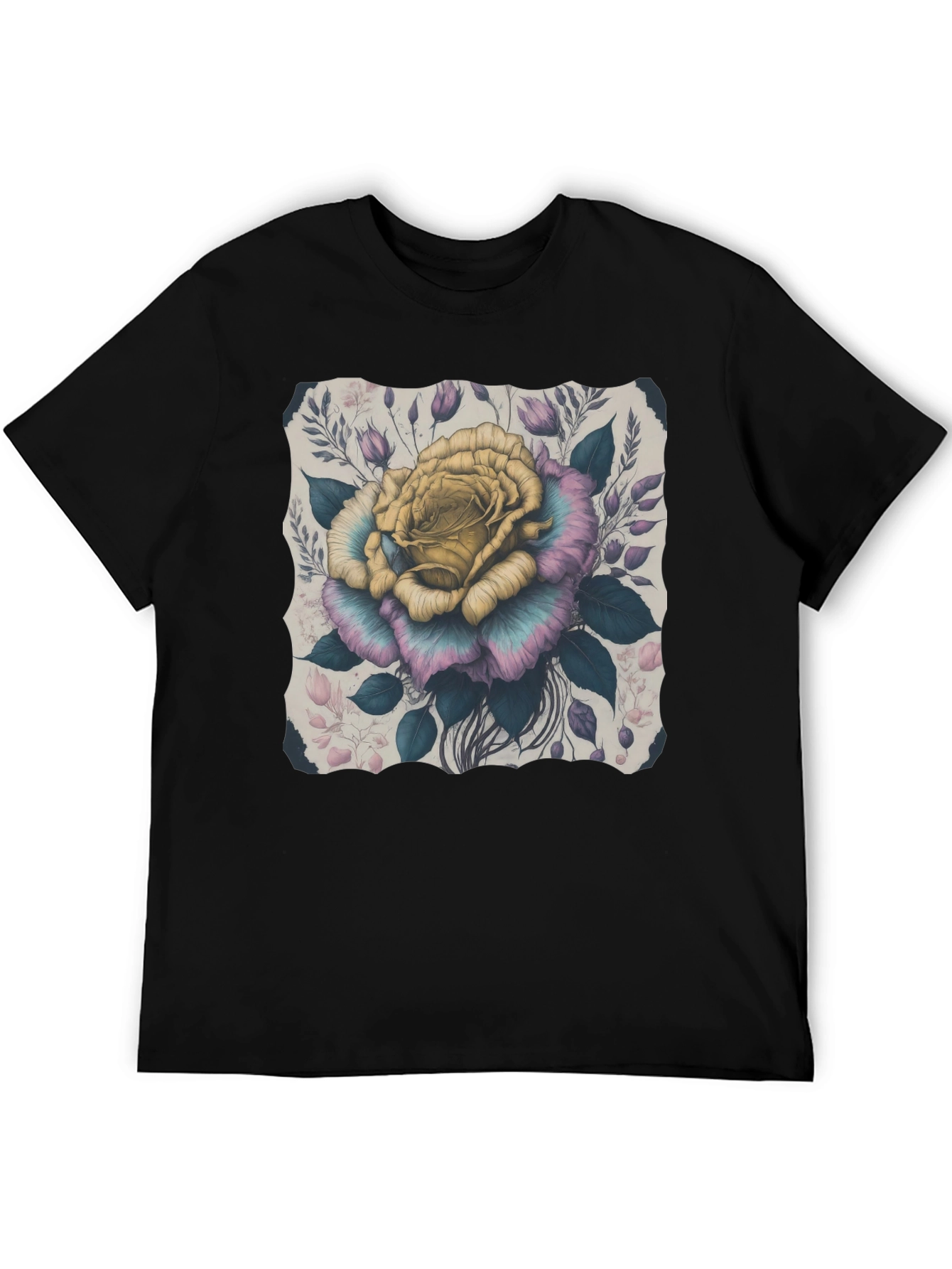 Floral Rose Graphic Tee - Stylish Mens T-Shirt