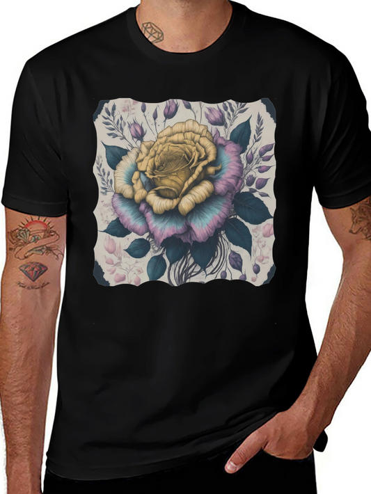 Floral Rose Graphic Tee - Stylish Mens T-Shirt