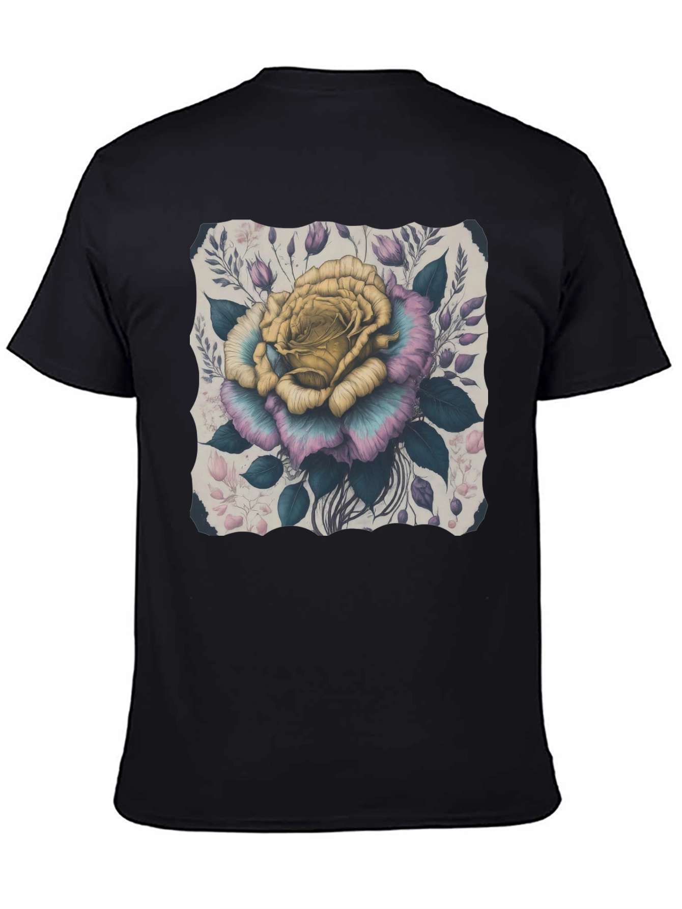 Floral Rose Graphic Tee - Stylish Mens T-Shirt