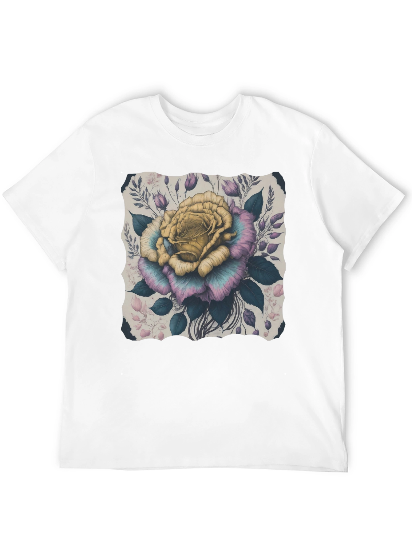Floral Rose Graphic Tee - Stylish Mens T-Shirt
