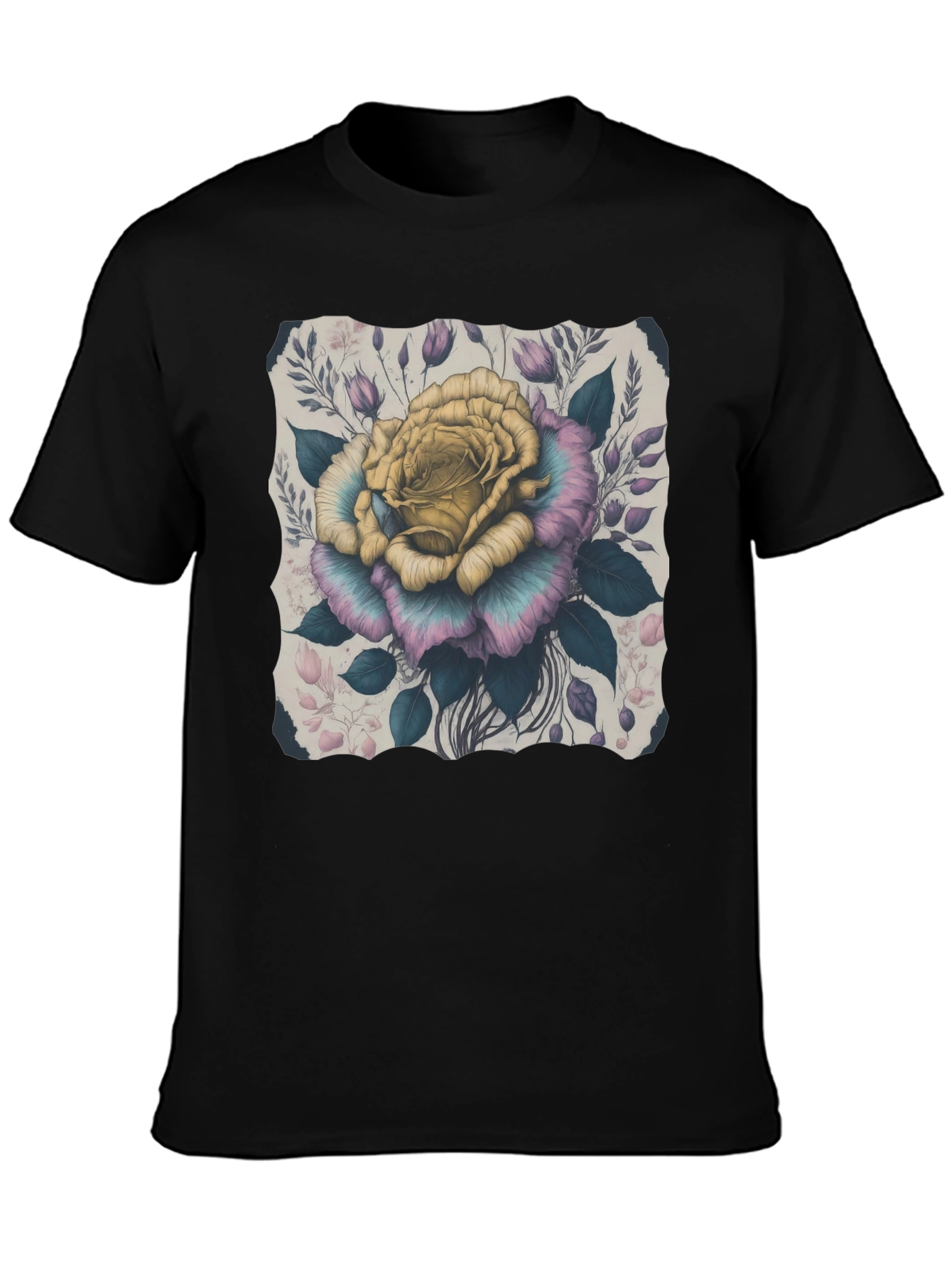 Floral Rose Graphic Tee - Stylish Mens T-Shirt