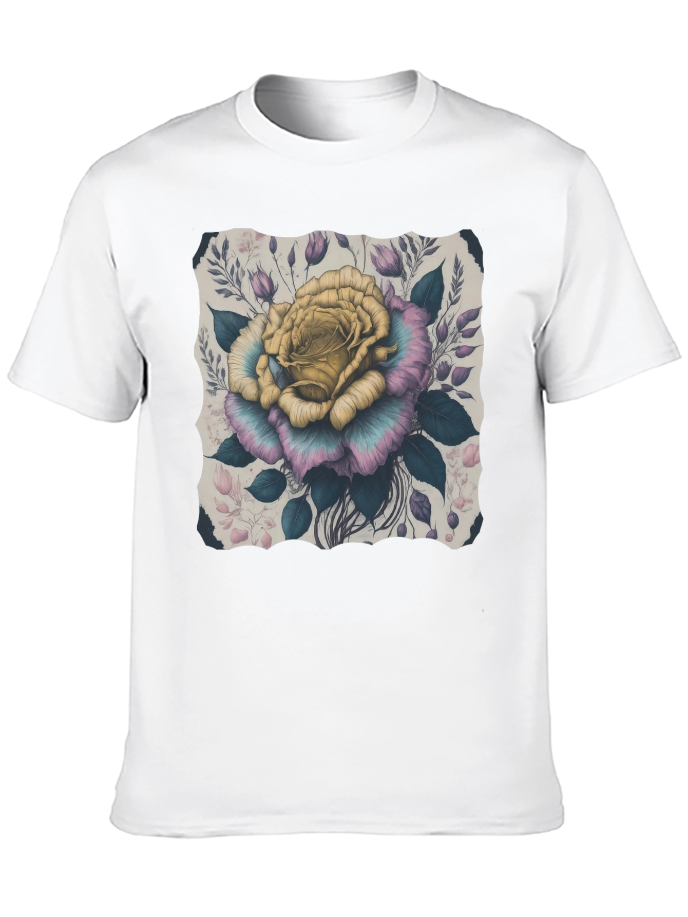 Floral Rose Graphic Tee - Stylish Mens T-Shirt