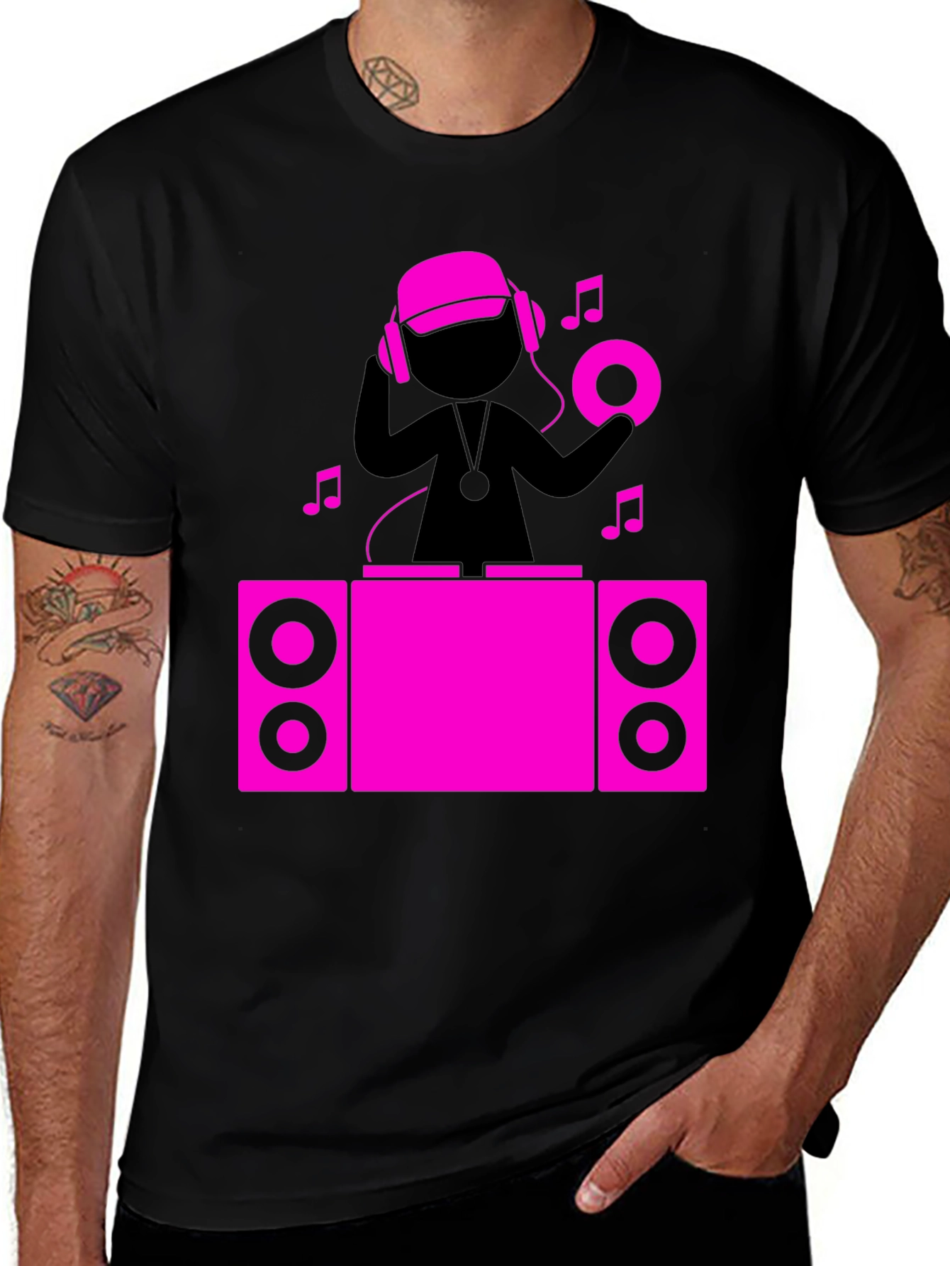 DJ Graphic Tee - Black Cotton T-Shirt