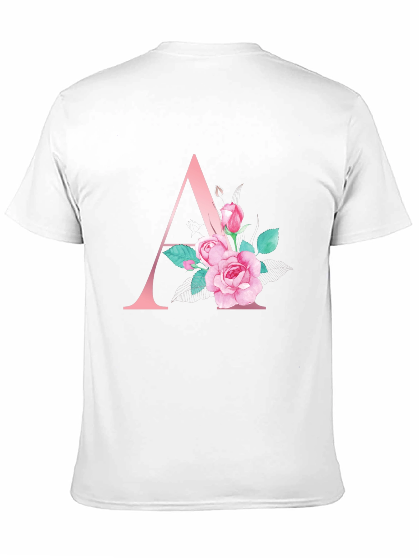 Floral Initial A Black T-Shirt