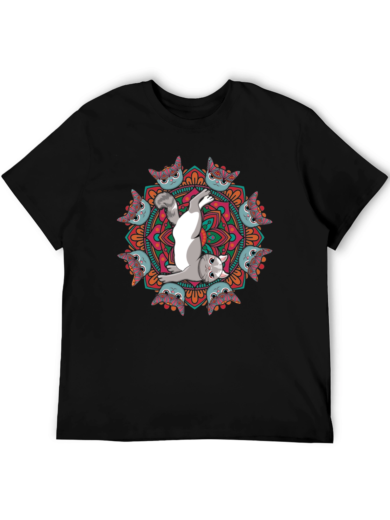 Yoga Cat Mandala T-Shirt - Zen & Stylish