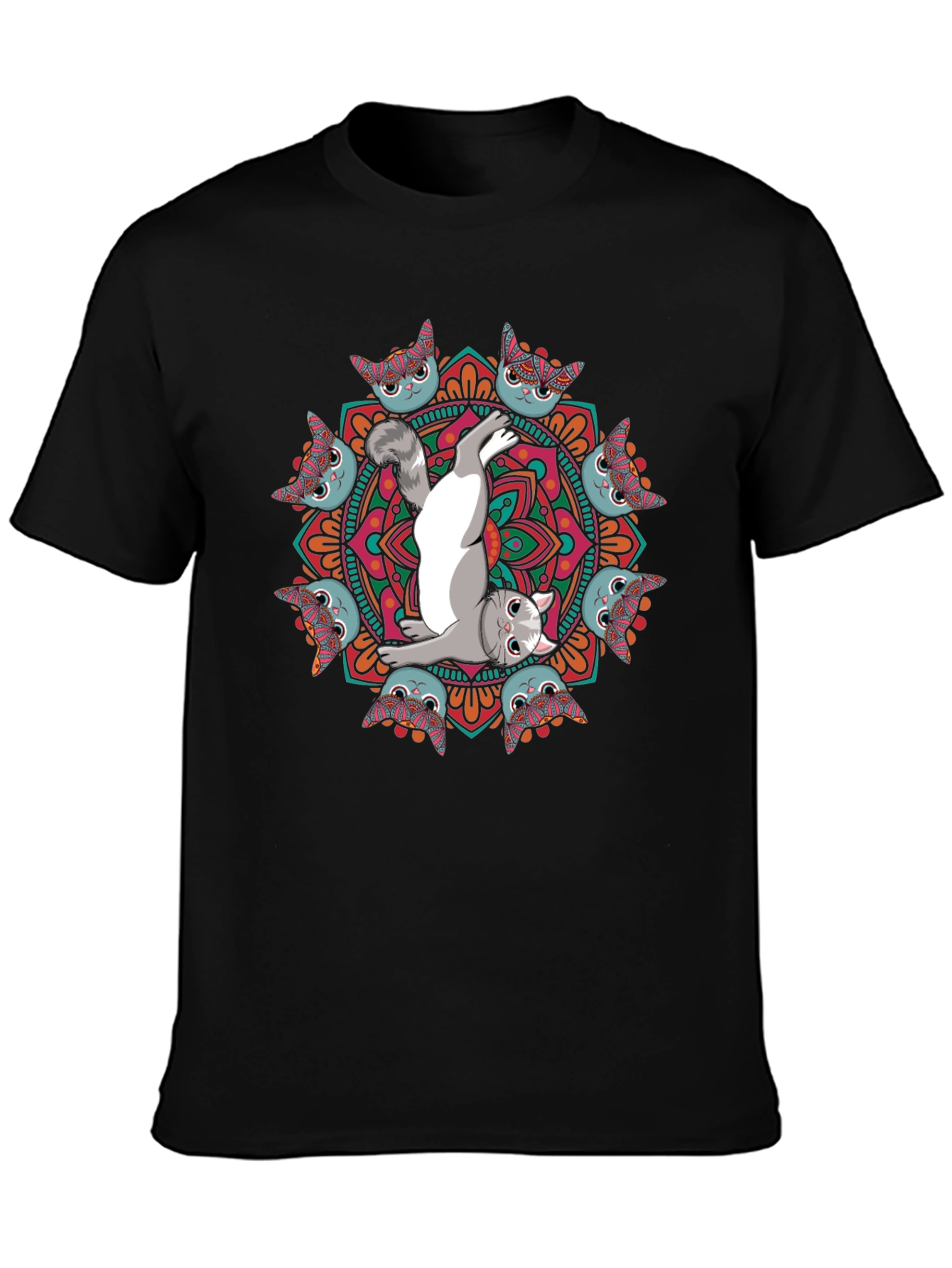 Yoga Cat Mandala T-Shirt - Zen & Stylish