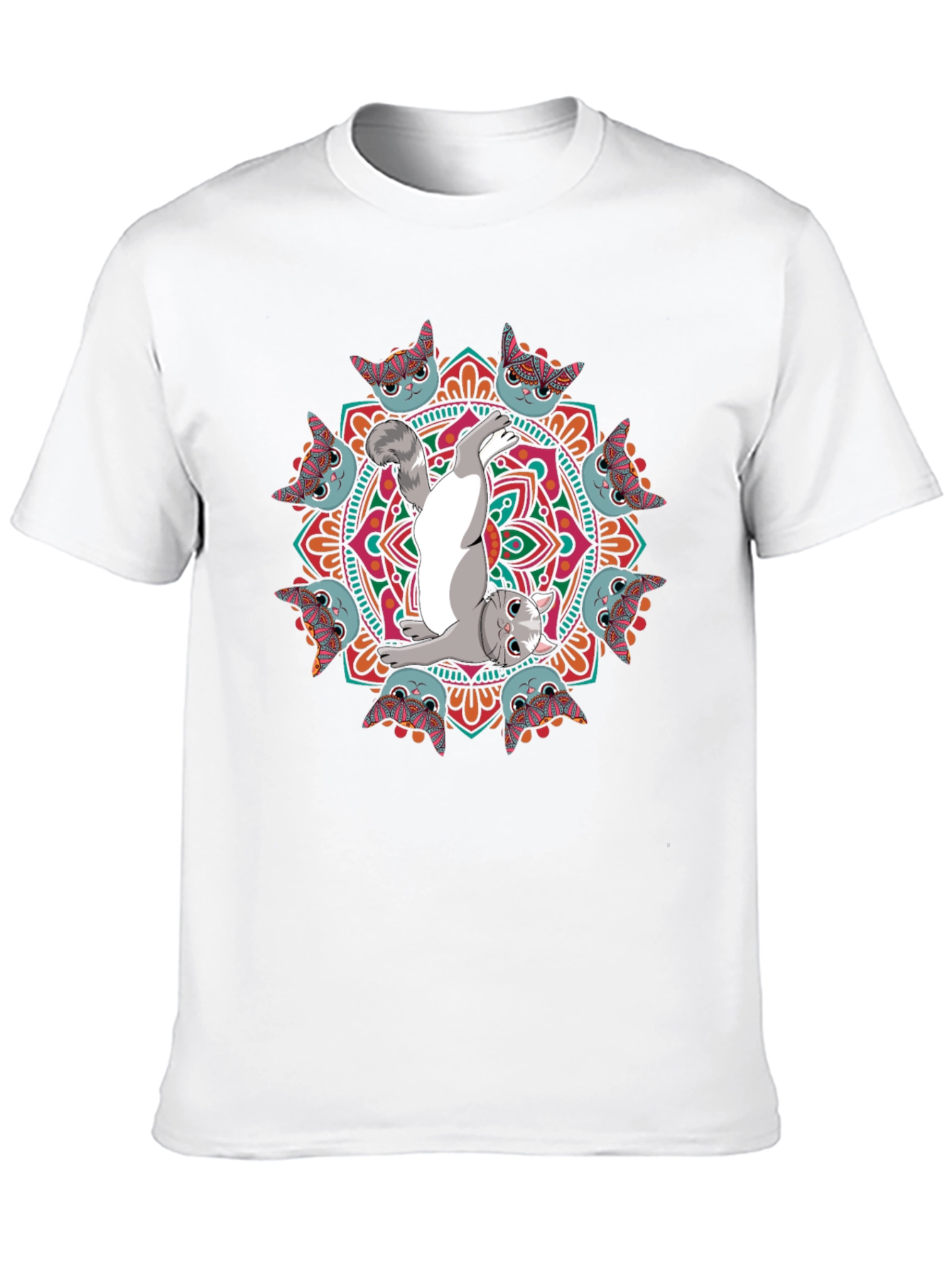 Yoga Cat Mandala T-Shirt - Zen & Stylish