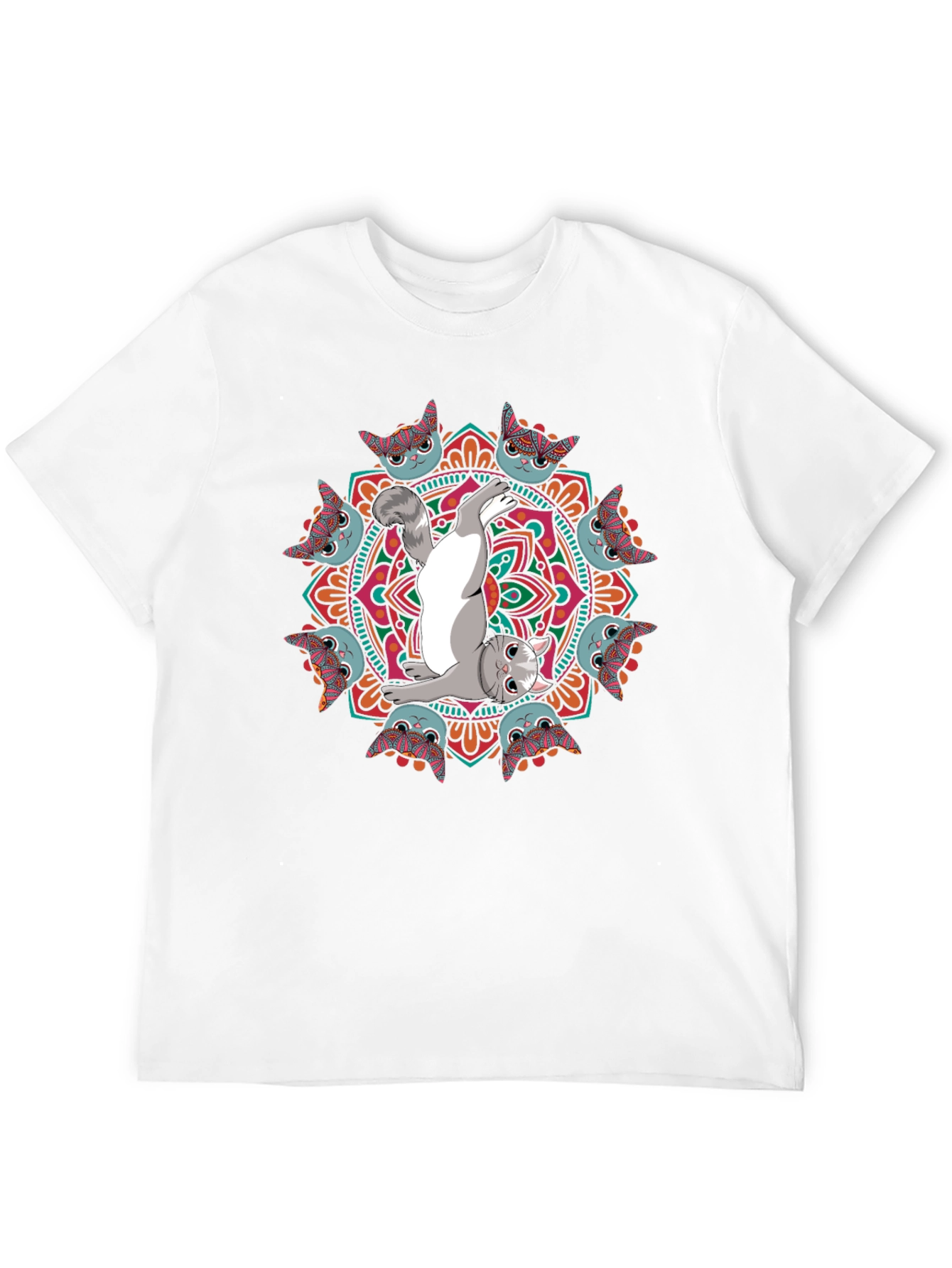 Yoga Cat Mandala T-Shirt - Zen & Stylish