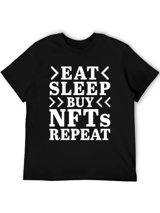 Eat Sleep Buy NFTs Repeat Black Graphic Tee