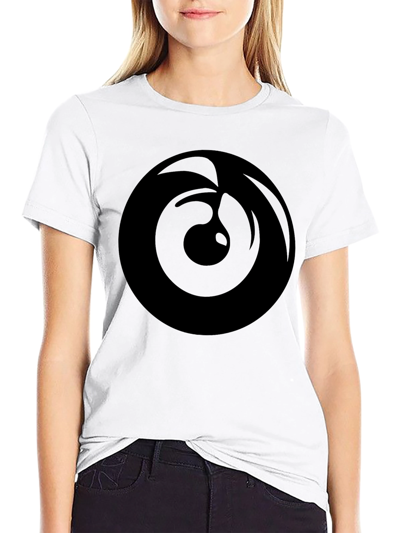 Mens Black Graphic Tee - Abstract Circle Design