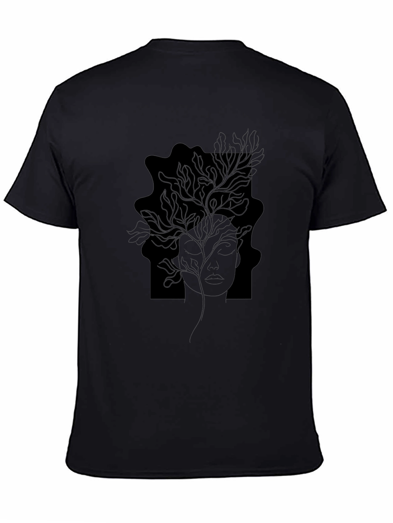 Abstract Woman Line Art Graphic Tee - Black T-Shirt