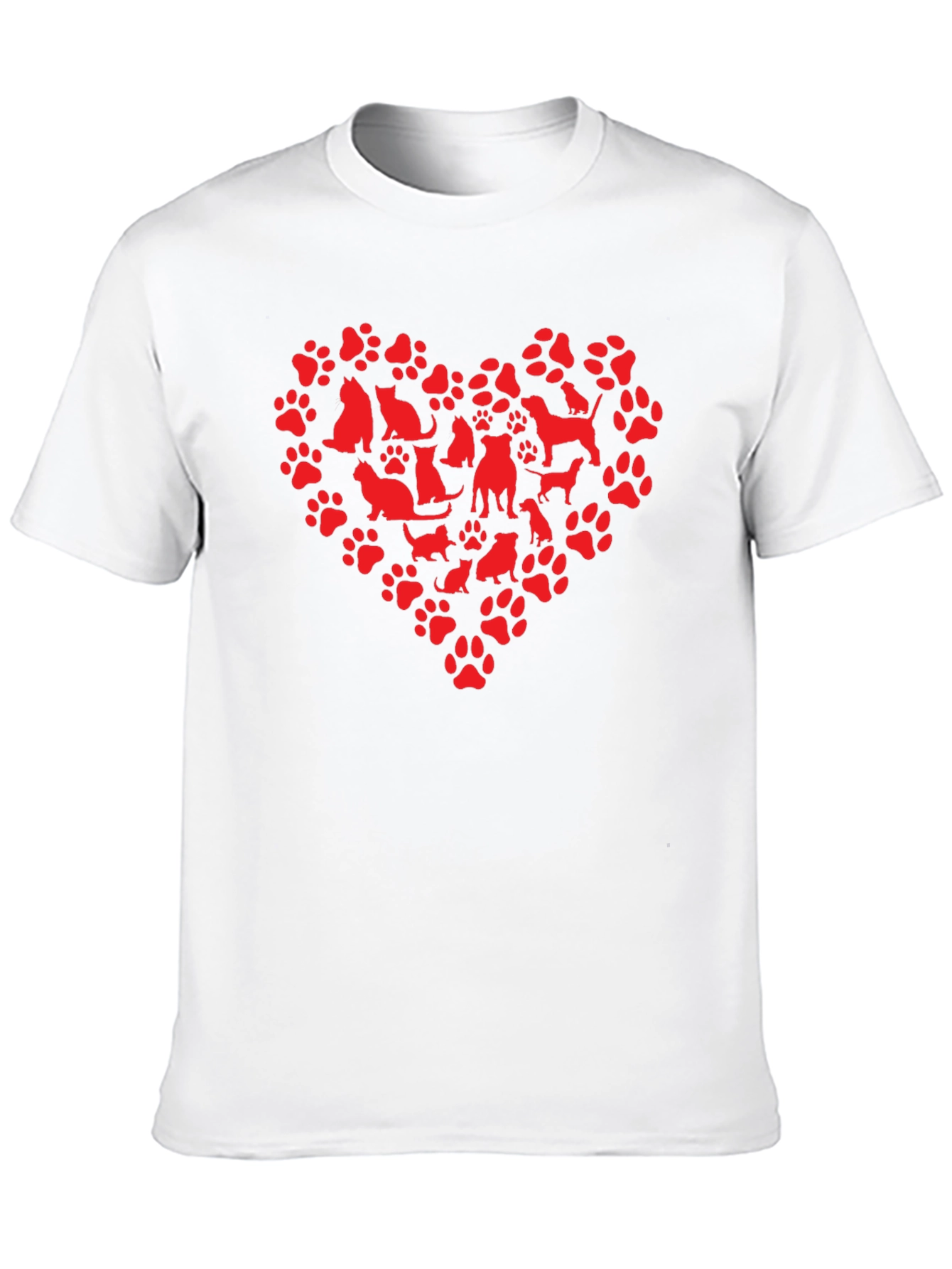 Dog & Cat Paw Print Heart Graphic T-Shirt
