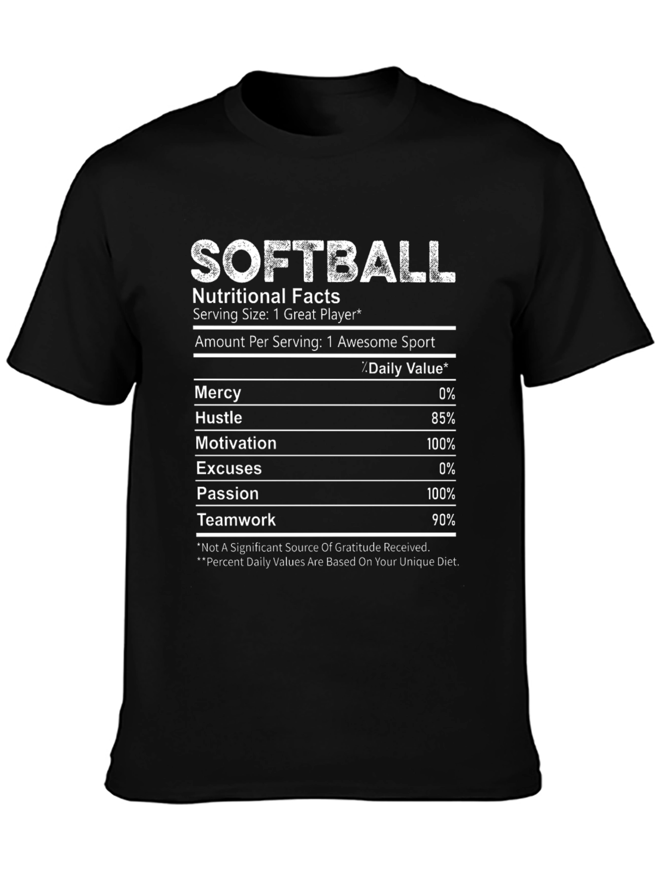Softball Nutritional Facts T-Shirt