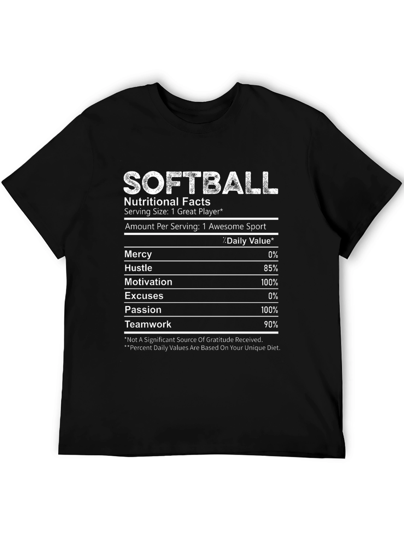 Softball Nutritional Facts T-Shirt