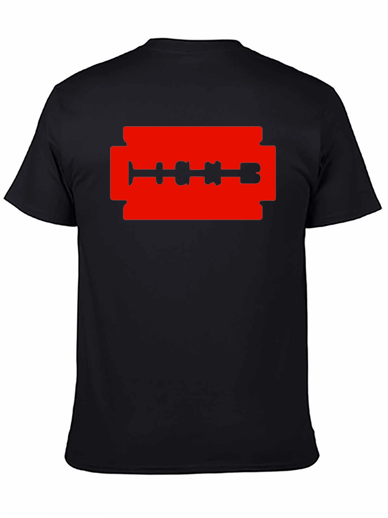 Edgy Razor Blade Graphic T-Shirt - Black
