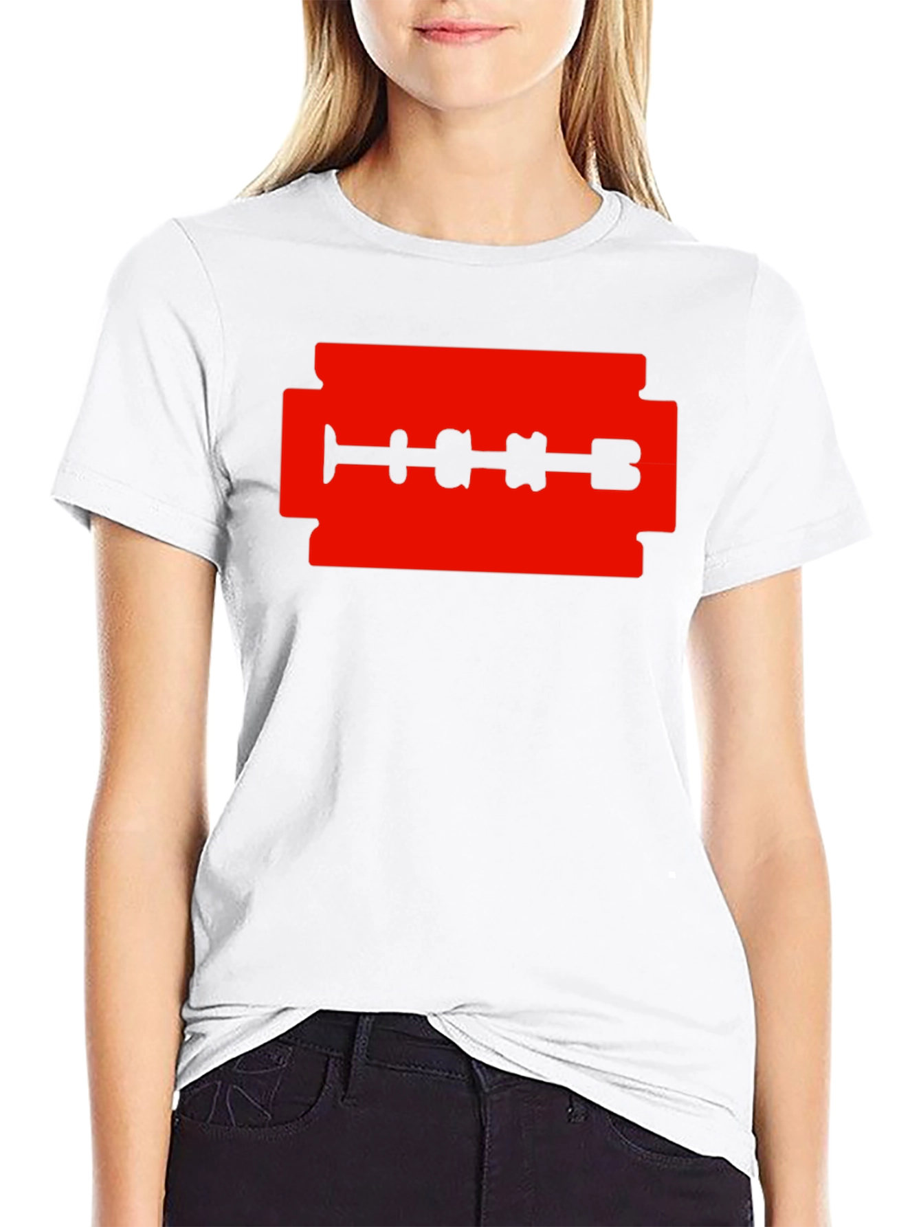 Edgy Razor Blade Graphic T-Shirt - Black