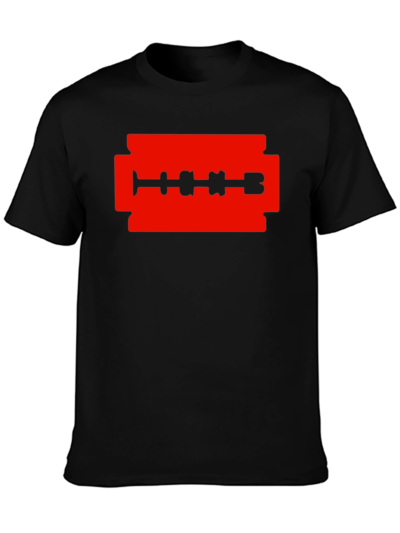 Edgy Razor Blade Graphic T-Shirt - Black