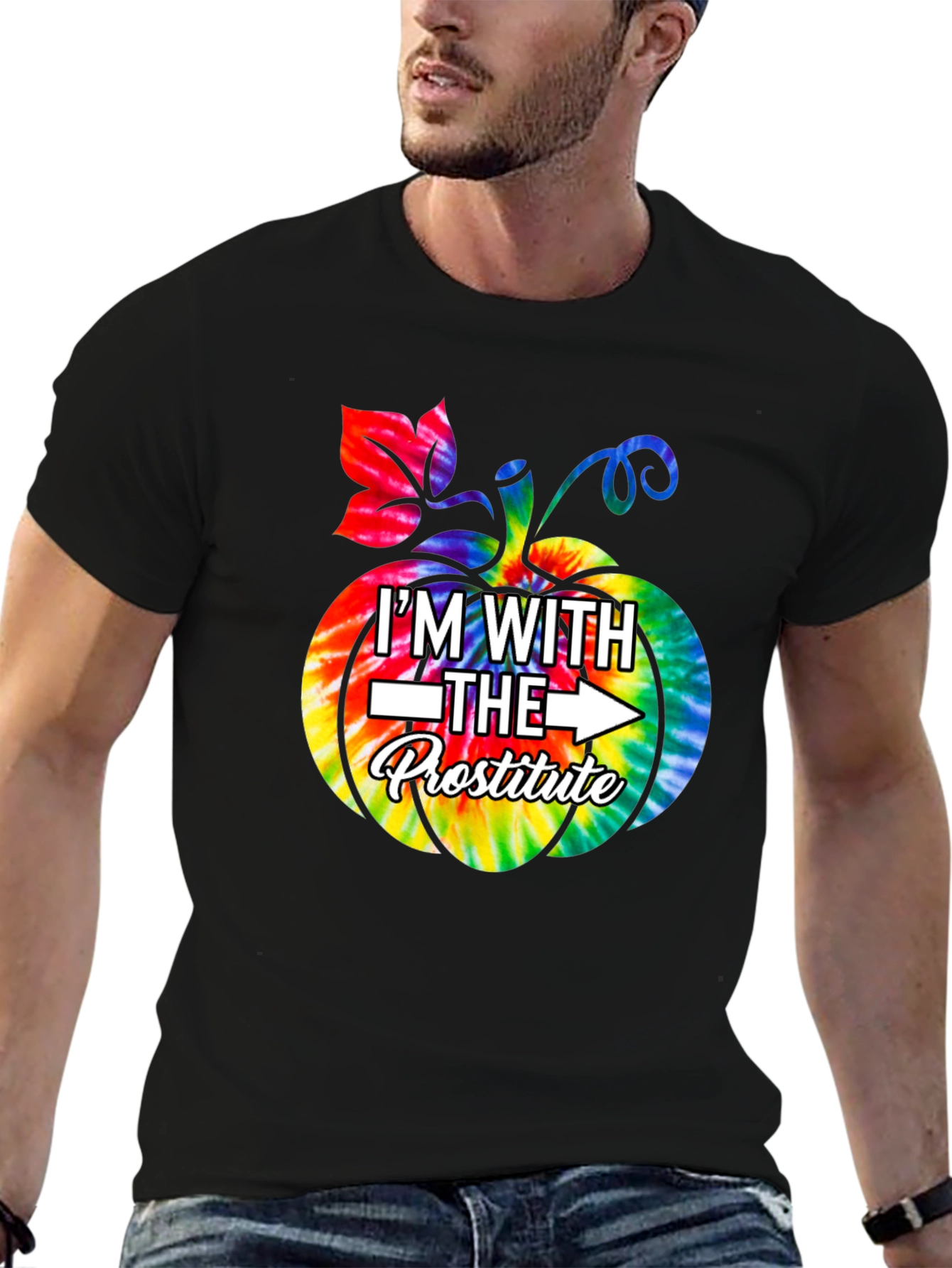 Im With The Prostitute Pumpkin Tie Dye T-Shirt