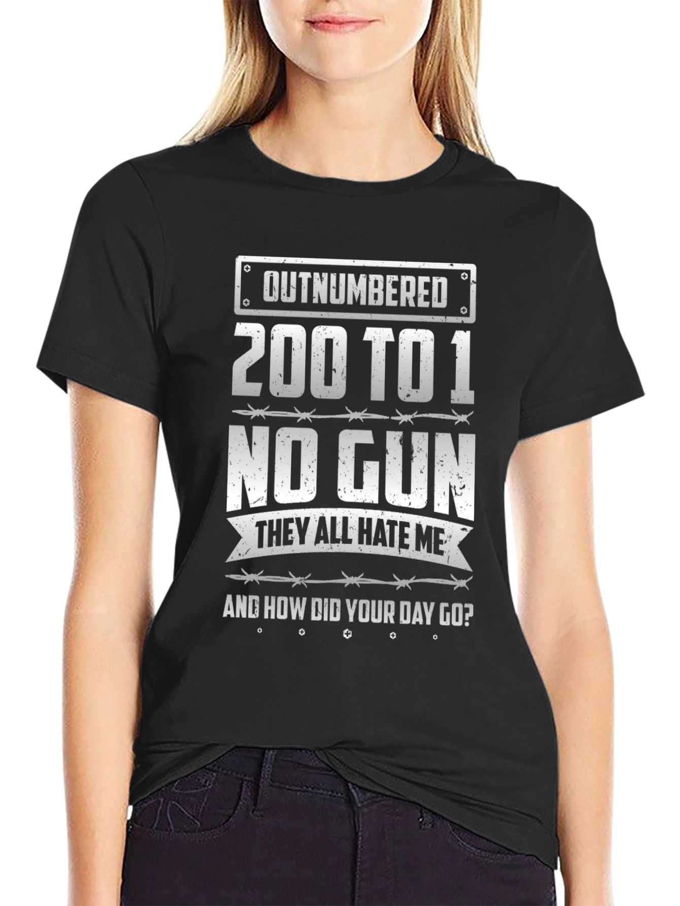 Outnumbered 200 to 1 Funny Graphic Tee