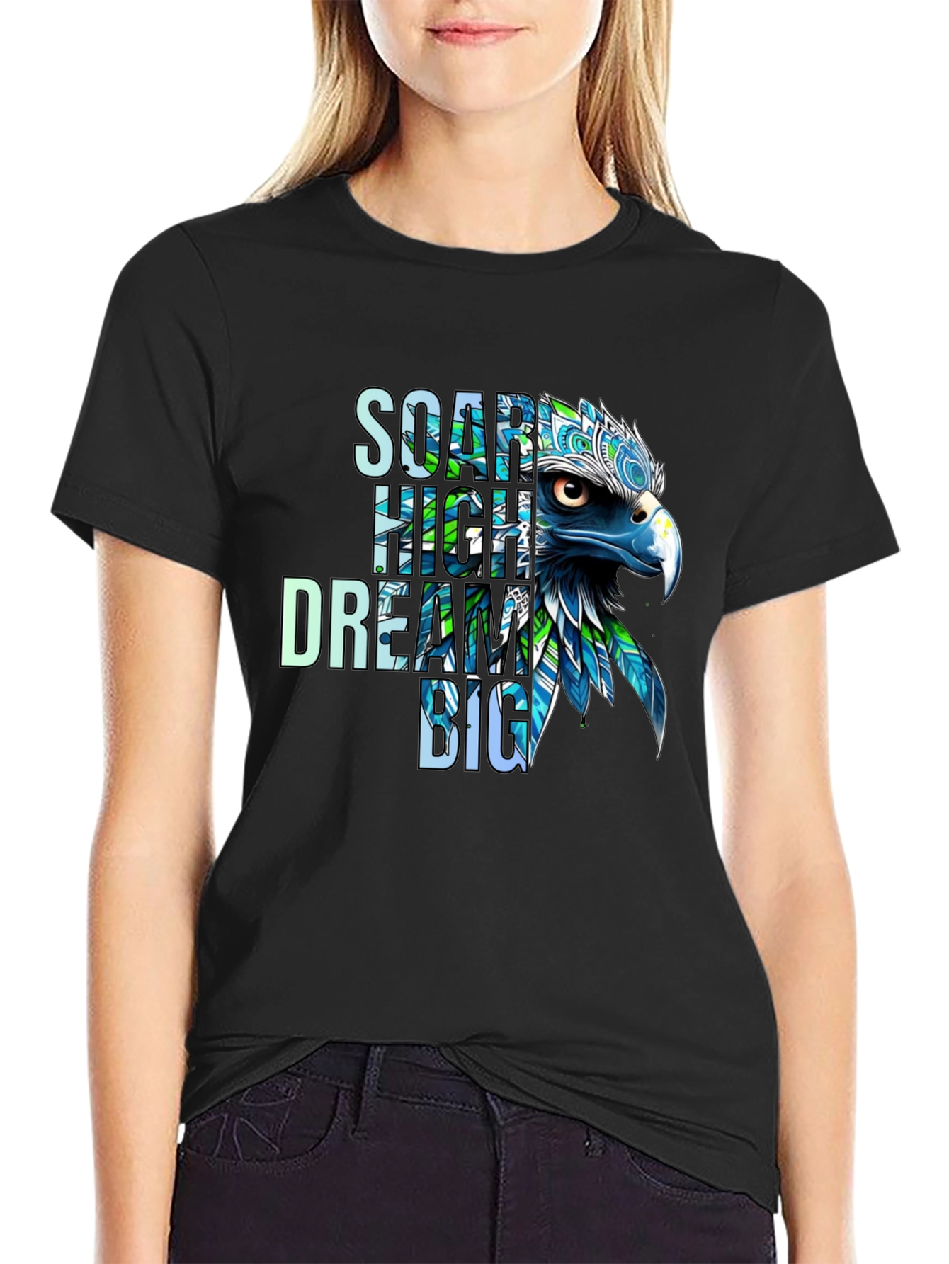Soar High Dream Big Eagle Graphic T-Shirt