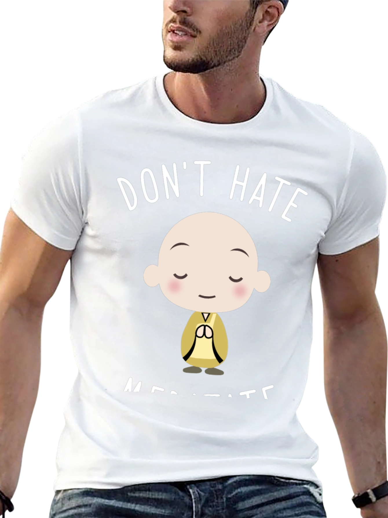 Dont Hate Meditate Black Graphic T-Shirt