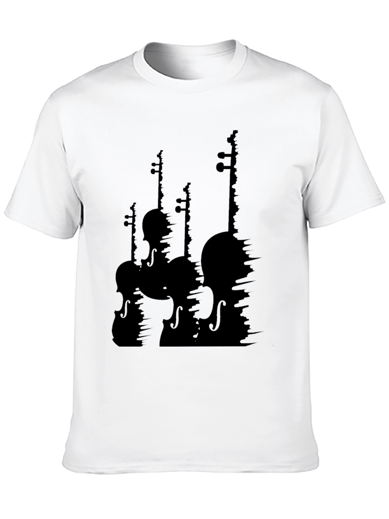 Violin Silhouette Graphic T-Shirt - Black