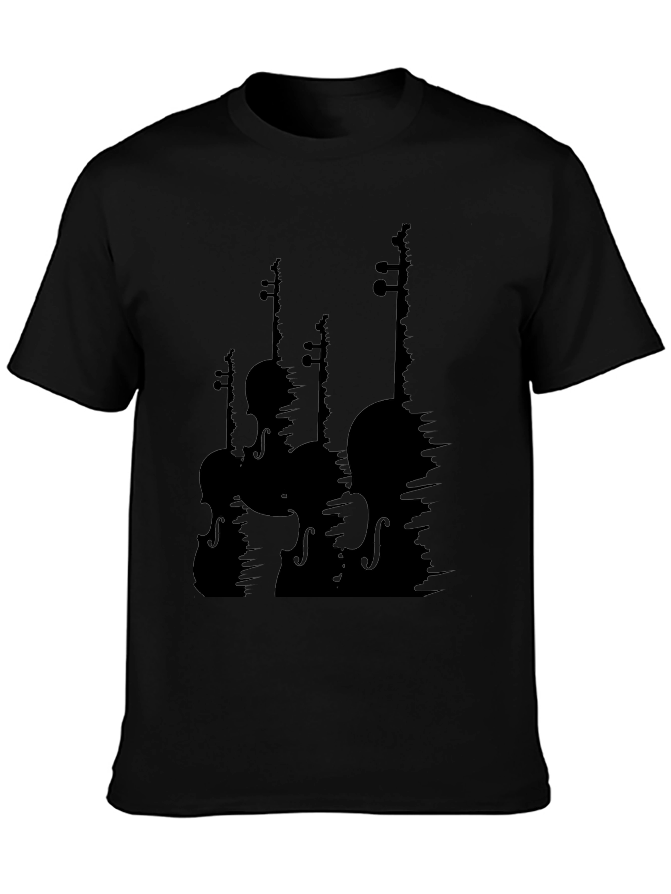 Violin Silhouette Graphic T-Shirt - Black