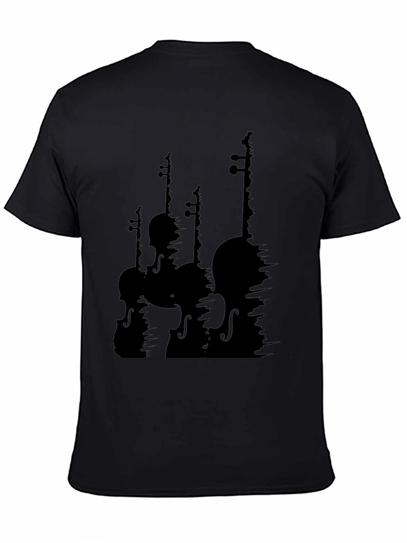 Violin Silhouette Graphic T-Shirt - Black