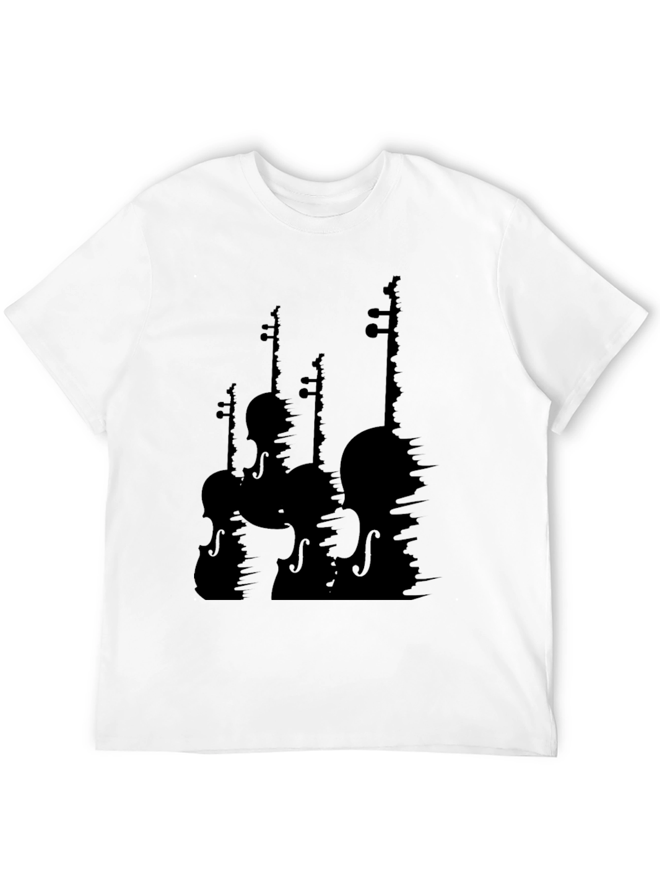 Violin Silhouette Graphic T-Shirt - Black