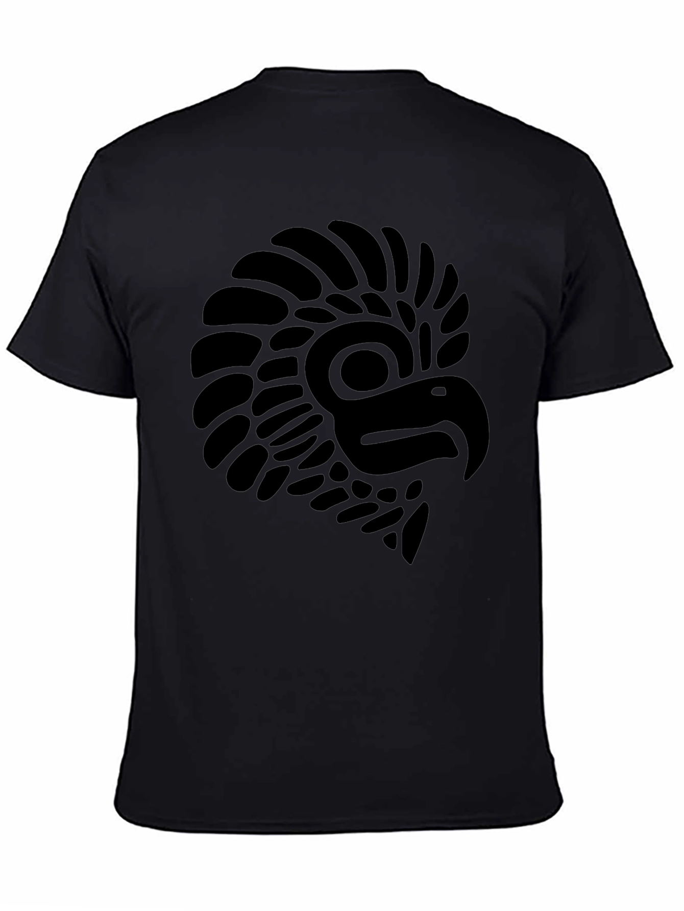 Aztec Eagle Graphic Tee - Black Cotton Blend Shirt