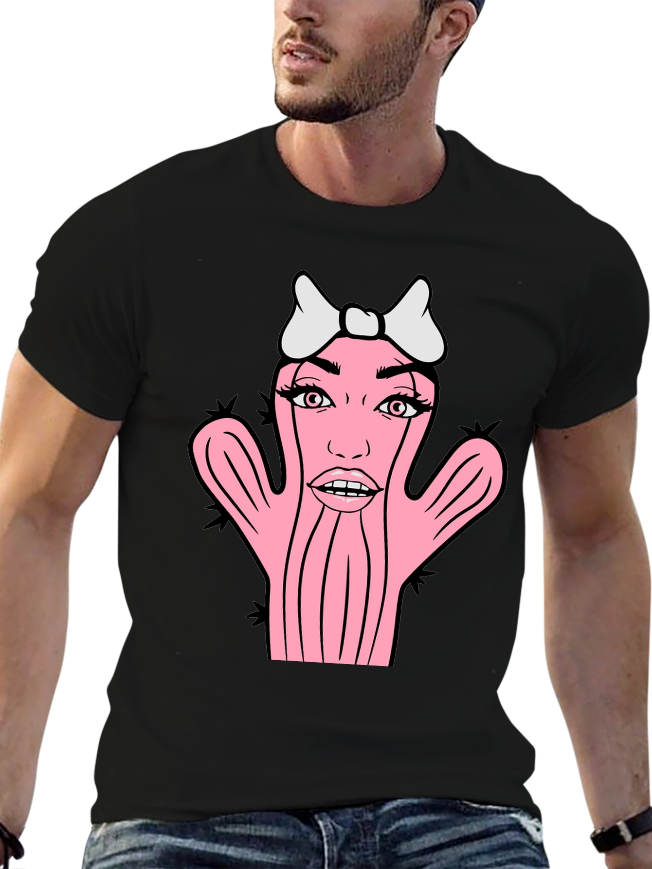 Novelty Cactus Woman Graphic T-Shirt