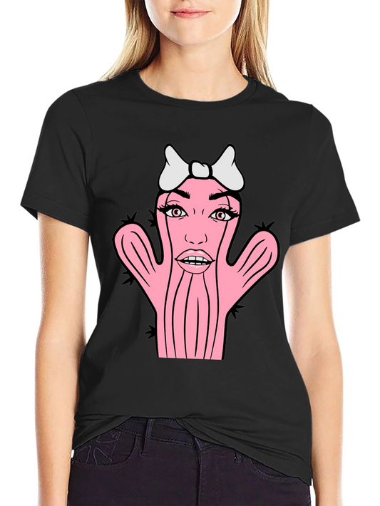 Novelty Cactus Woman Graphic T-Shirt