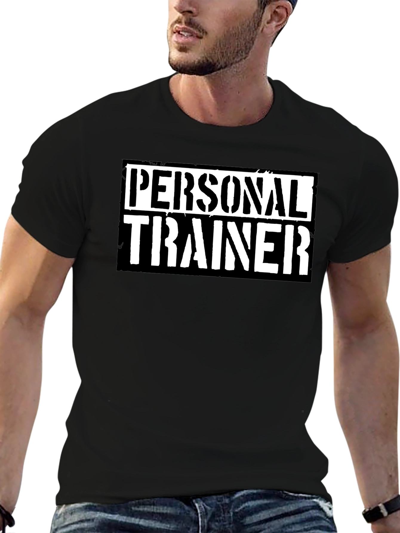Personal Trainer Graphic Tee - Black Cotton Fitness Shirt
