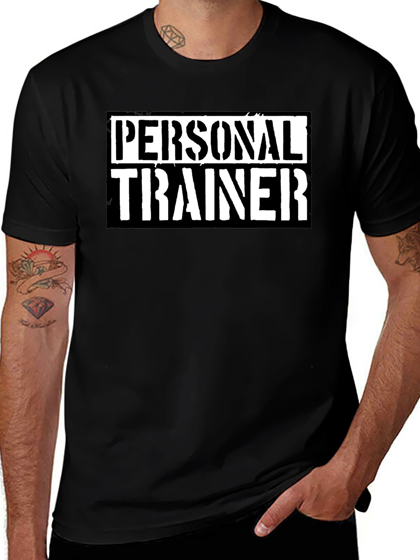 Personal Trainer Graphic Tee - Black Cotton Fitness Shirt
