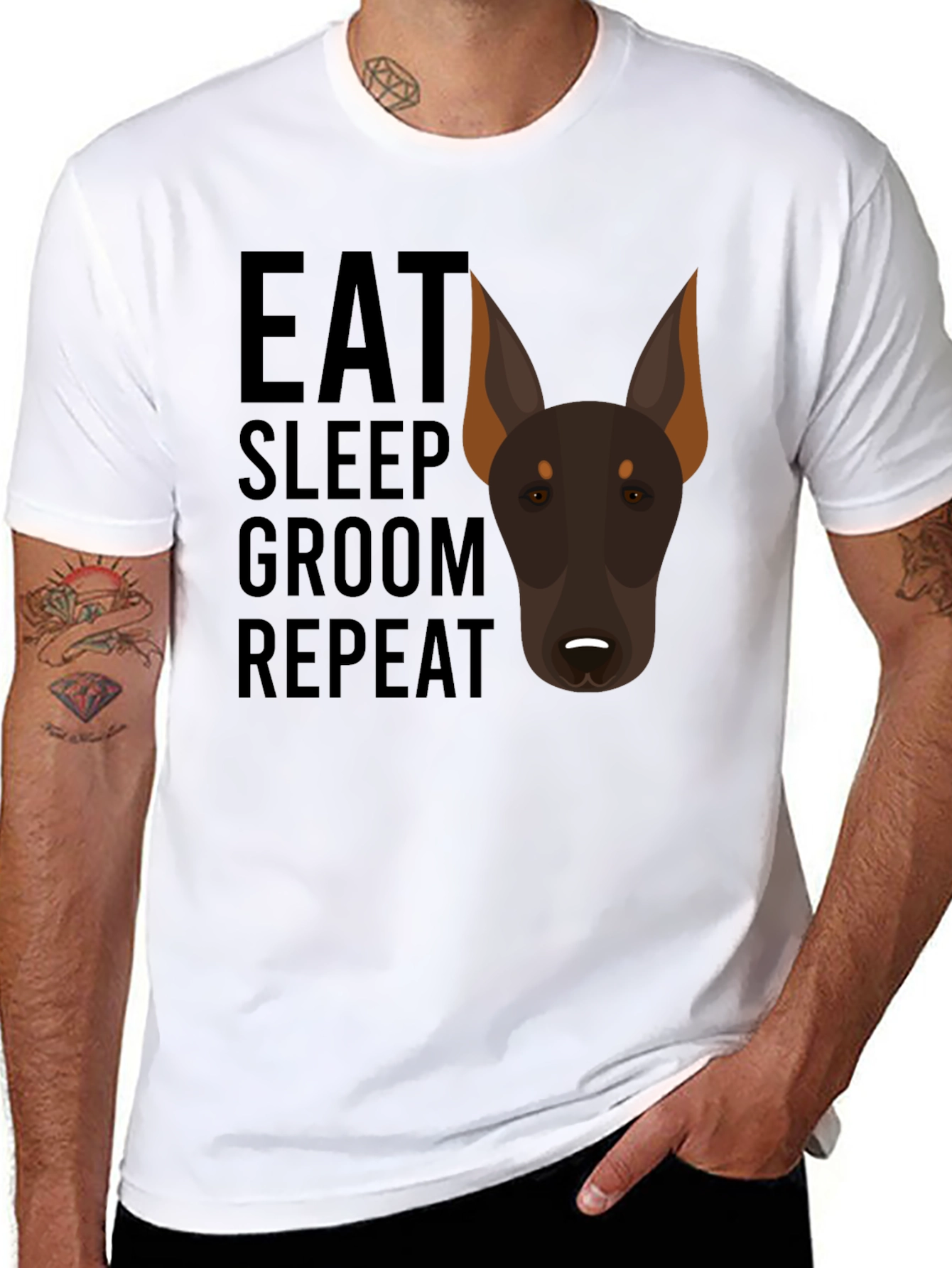 Eat Sleep Groom Repeat Doberman Dog T-Shirt