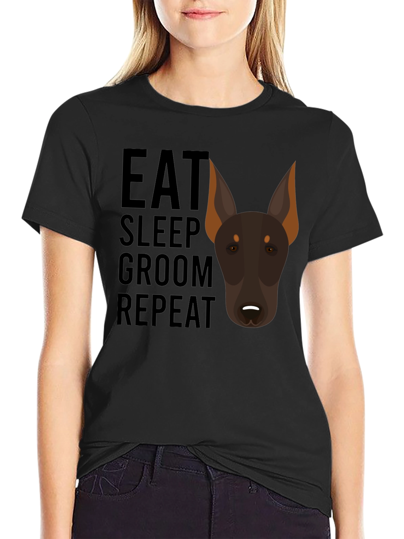 Eat Sleep Groom Repeat Doberman Dog T-Shirt