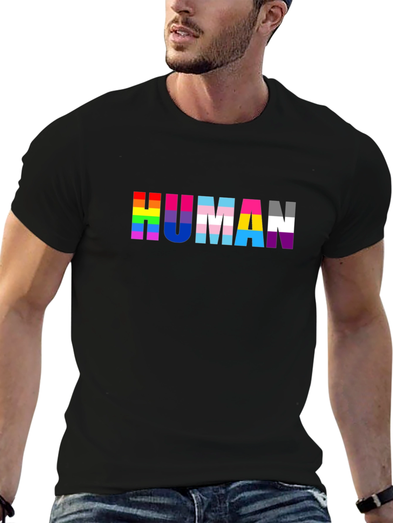 LGBTQ+ Pride Human T-Shirt - Unisex Black Tee