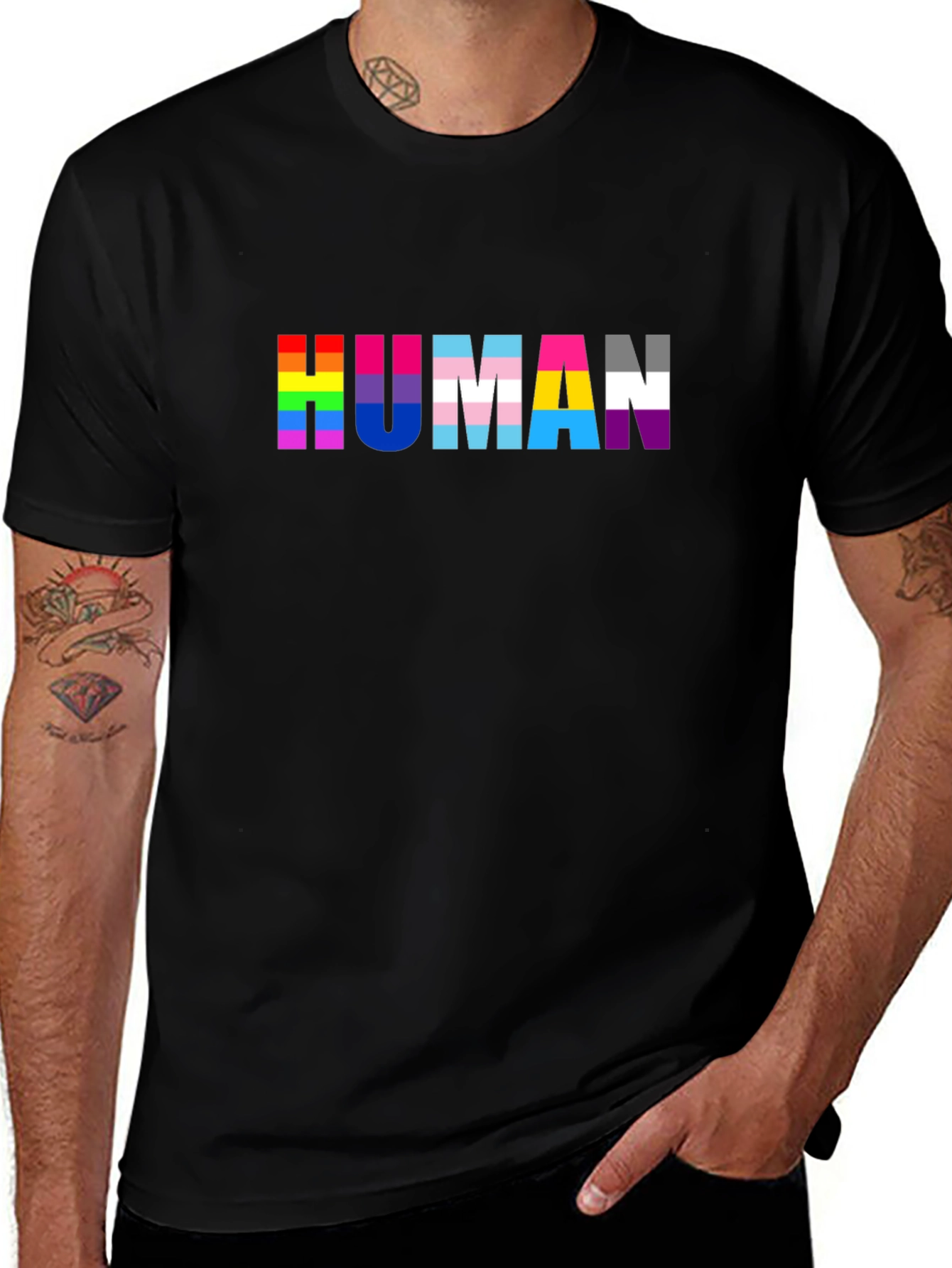 LGBTQ+ Pride Human T-Shirt - Unisex Black Tee
