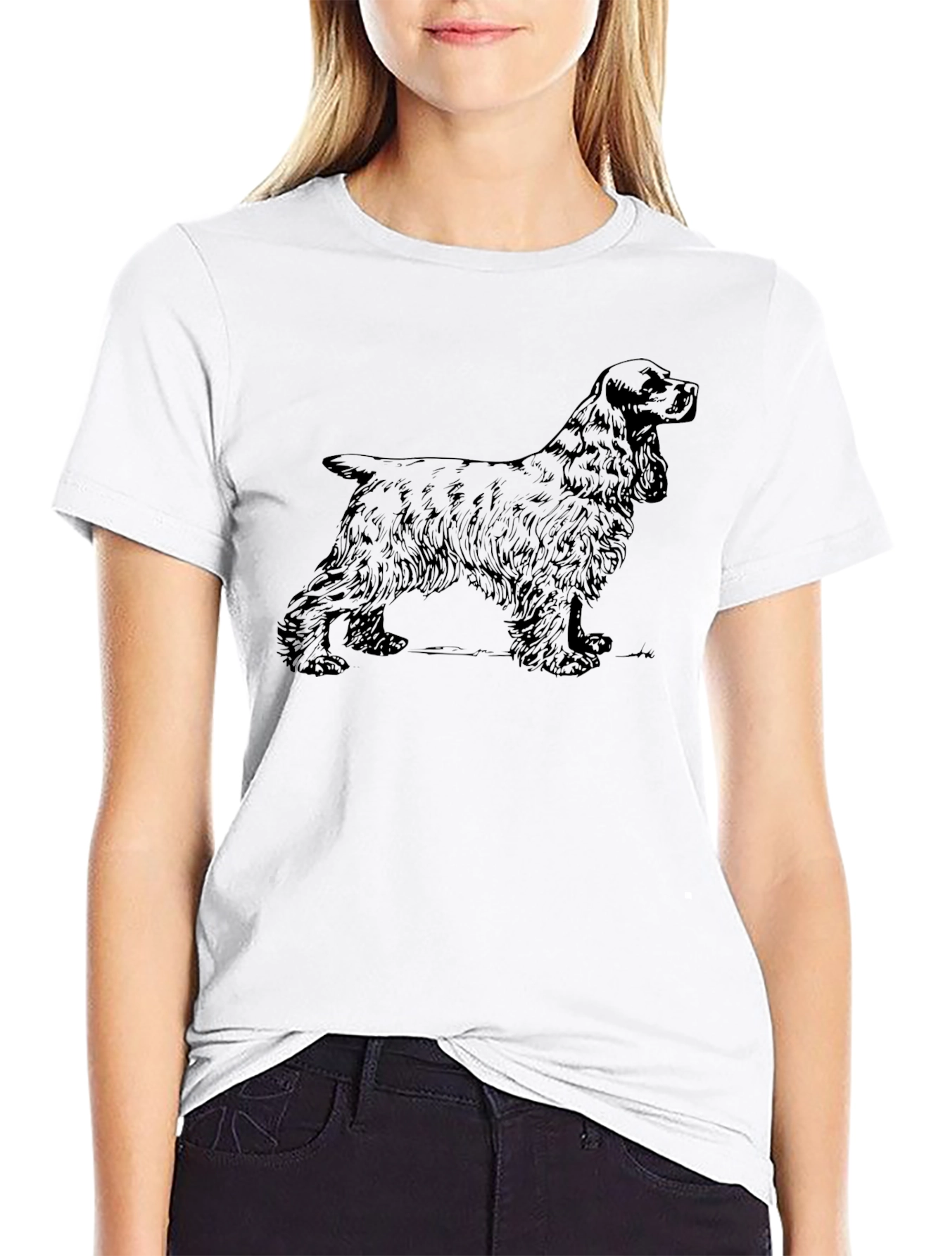 Spaniel Dog Graphic Print T-Shirt